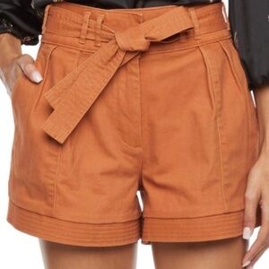 NWT Ryegrass Trapunto Sierra Brown Tie Belt Pleated Walking Shorts High waist 14